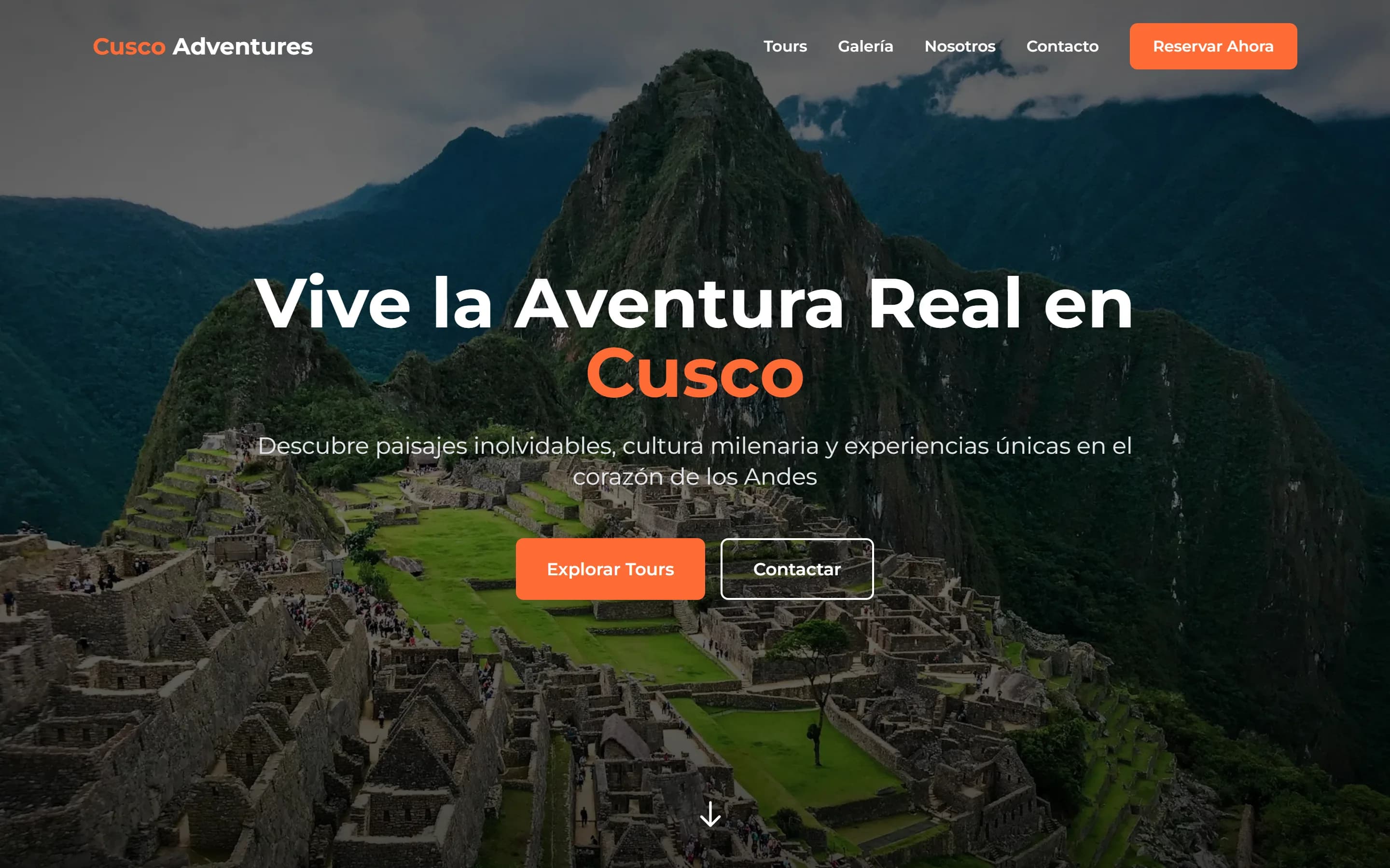 La portada de Cusco Adventures vista en una computadora