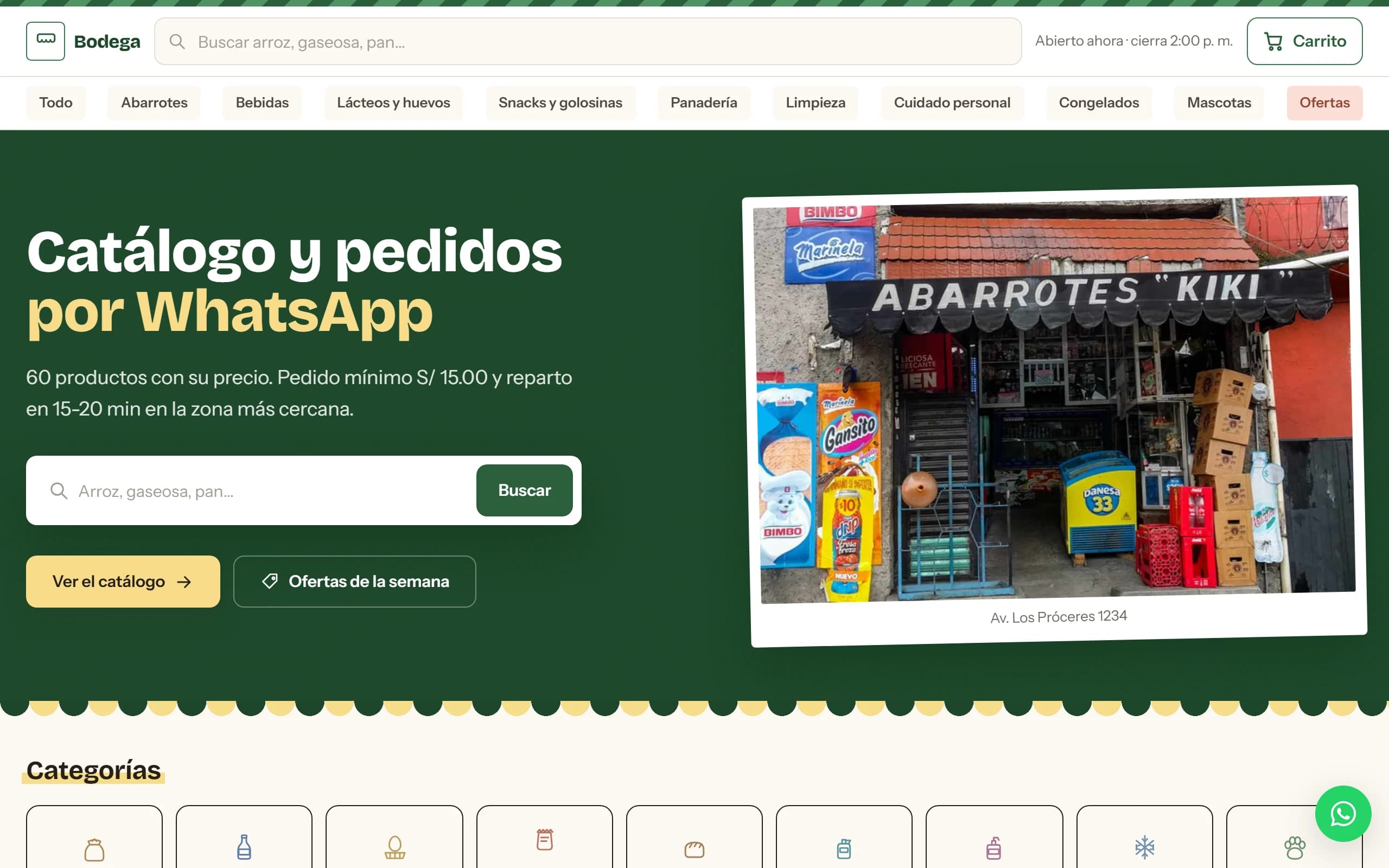 La portada de la tienda vista en una computadora