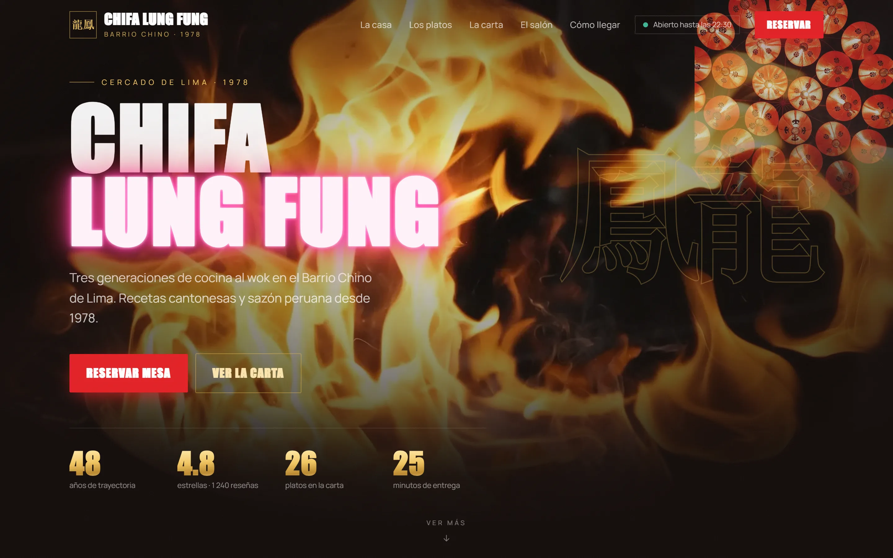 La portada de Chifa Lung Fung vista en una computadora