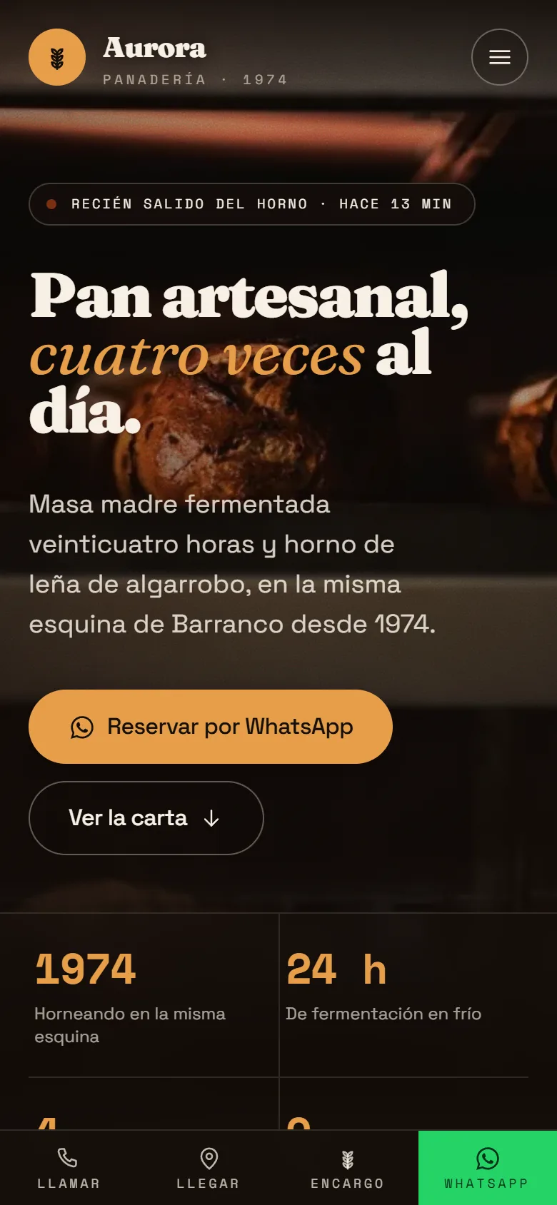 La misma página vista en un celular