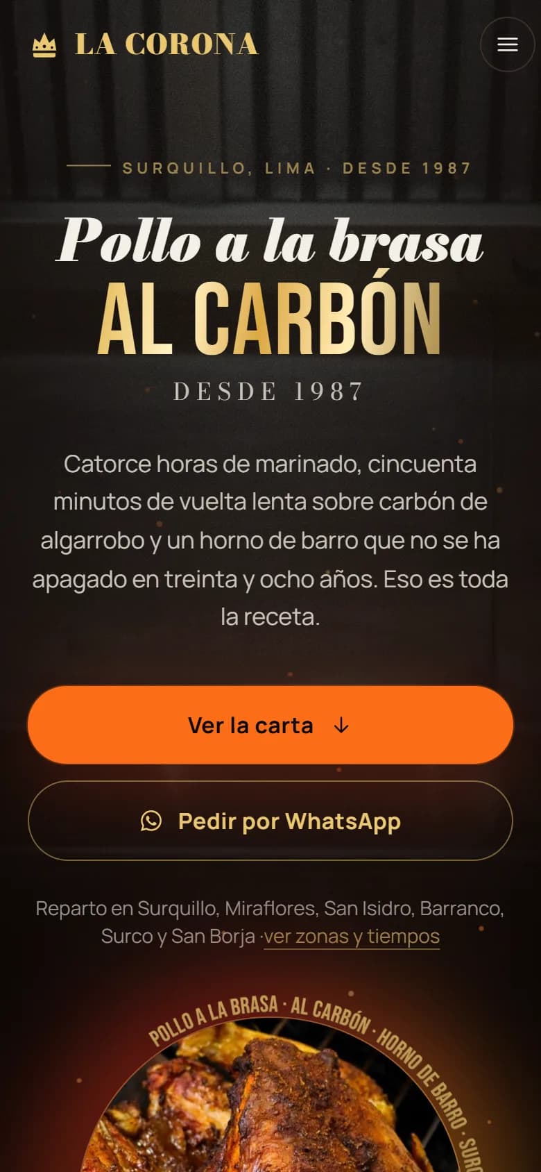 La misma página vista en un celular